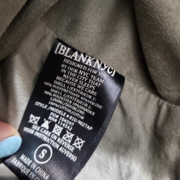 BLANKNYC Olive Green Vegan Leather Suede Drape Moto Jacket Sz S - Picture 7 of 9